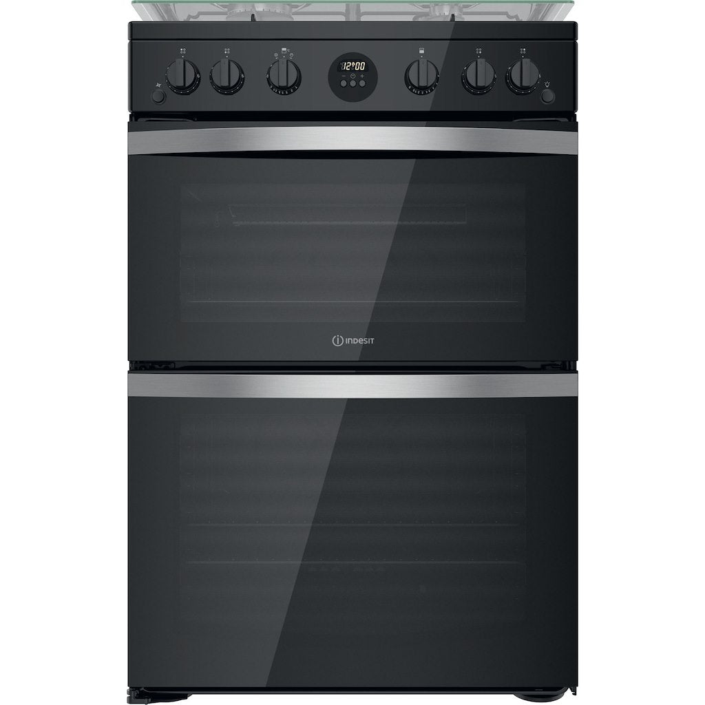 Indesit black online double oven